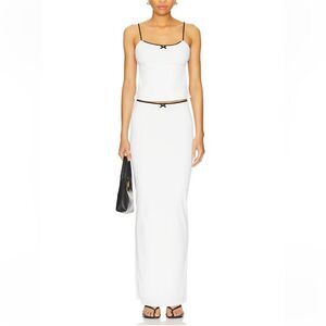 NWT More To Come Koral Maxi Skirt Set White tank stretch Y2K Revolve M